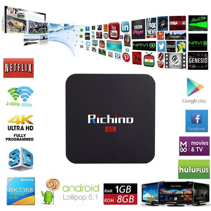 NEWEST Richino Q2 Pro Android 5.1 KODI 16.0 Amlogic S905 Fully Loaded 1080P Quad Core-A53 1GB +8 GB Smart Streaming...