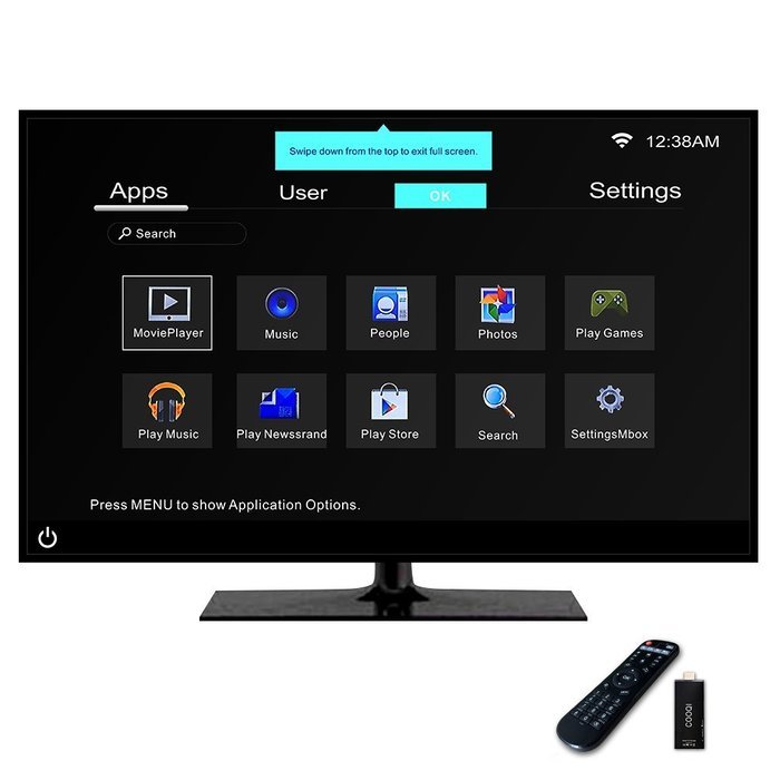 COOQI Mini Android TV Box HDMI up to 1080P with Remote Control, TV Stick for Android 4.4 Quad Core Streaming Media... N2