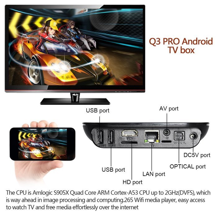 Leelbox Q3 Pro Android 6.0 TV Box Amlogic S905x Quad Core 64 Bit 2GB RAM+16GB ROM Fully Preloaded KODI 16.1 Atreaming... N6