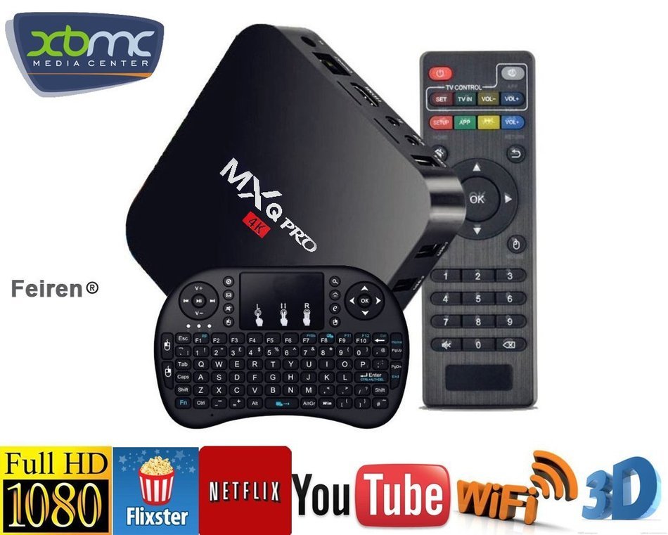Feiren Android Smrat TV BOX Kodi fully loaded XBMC Amlogic S905 Quad Core 1GB / 8GB Wifi LAN 4k tv player ( MXQ...