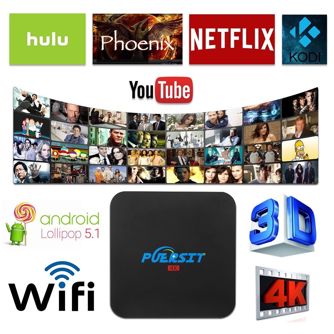 Puersit android tv box fully loaded unlocked kodi amlogic s905 1gb 8gb