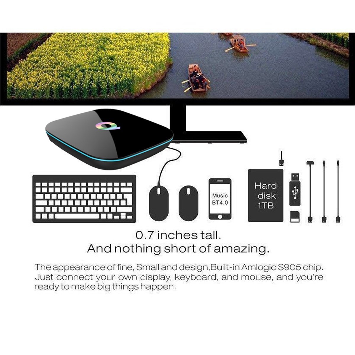 HONGYU® Q-Box Android 5.1 Kodi 16.0 Tv Box Amlogic S905 Quad Core 4K ...