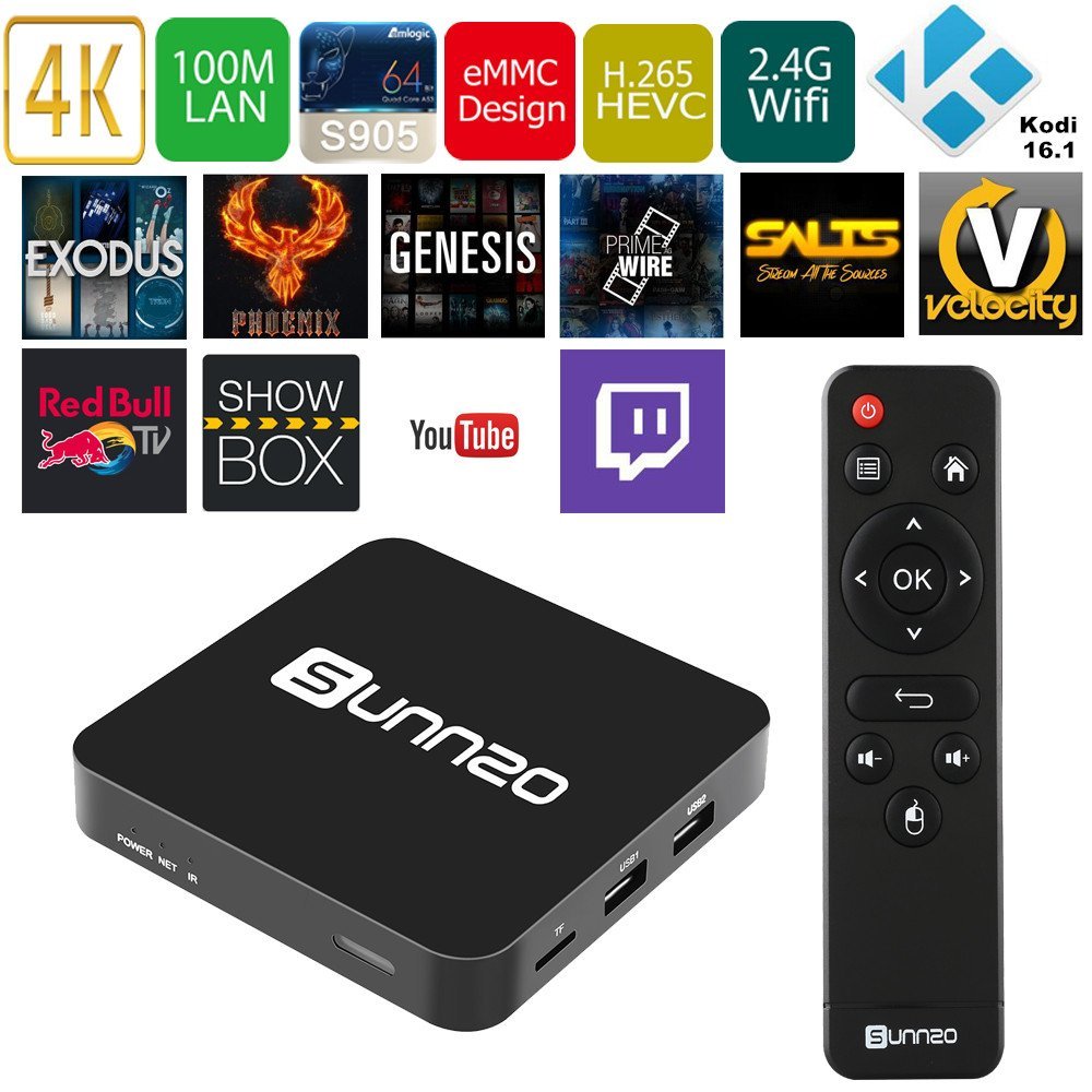 SUNNZO Android 5.1 unlocked smart TV BOX with Full loaded KODI 1080P 4K ...