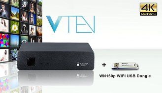 Popcorn Hour VTEN 4Kx2K UHD Network Media Jukebox (USA Edition) plus WN-160P Wifi Dongle
