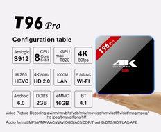 T96 Pro Android TV Box Amlogic S912 Octa-Core 2GB/16GB Android 6.0 KODI 16.1 WiFi 2.4G/5.8G LAN 1000M Bluetooth... N2