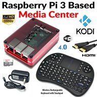Raspberry Pi 3 Based - Extreme Xbmc Kodi Media Center - Red Case - Bundle with Wireless Keyboard/Touchpad