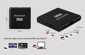 Rominetak [Wireless Touchpad Backlit Mini Keyboard] + R60 Android 6.0 OS TV Box 2GB DDR3 RAM 16GB Flash Bluetooth... N3