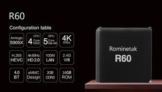 Rominetak R60 Android 6.0 Marshmallow TV Box 2GB DDR3 RAM 16GB emmc Flash Bluetooth 4.0 4K UHD 3D Kodi 16.1 Fully... N2
