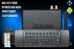 Aura Live Android TV Box Optimized Kodi Media Center TV Tuner DVR QWERTY wireless remote WiFi Full HD TV antenna...