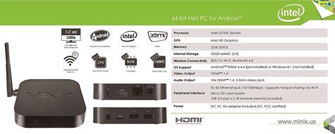 Minix NEO Z64-A Streaming Media Player (Black) N3