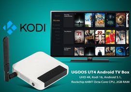 UGOOS UT4 Android TV Box - UHD 4K, Kodi 16, Android 5.1, Rockchip 64BIT Octa Core CPU, 2GB RAM N4