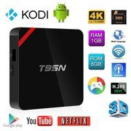 T95N Quad-core Android TV Box 4Core 64bit CPU 5Core Mail-450 GPU 1GB RAM 8GB ROM H.265 HEVC 2.4G Wifi Streaming...