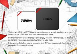T95N Quad-core Android TV Box 4Core 64bit CPU 5Core Mail-450 GPU 1GB RAM 8GB ROM H.265 HEVC 2.4G Wifi Streaming... N4