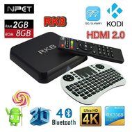 NPET RK8 Android 5.1 RK3368 Octa Core 64Bit Smart TV Box 2GB 8GB WIFI 4K KODI XBMC with White Wireless Keyboard