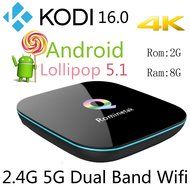 Q-Box 2GB/8GB Android 5.1 Lollipop TV Box Quad Core 4K UHD 3D 1000M LAN Bluetooth Dual Band 2.4G/5G Wifi Kodi...
