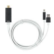 EZcast iPhone to HDMI Cable 2 in 1 Dual Connector Lightning to MicroUSB Sync Stouch 6.4Ft Lightning MHL To HDMI... N2