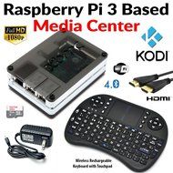 Raspberry Pi 3 Based - Extreme Xbmc Kodi Media Center - B/W Case - Bundle with Wireless Keyboard/Touchpad