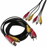 BephaMart 1.5m 5ft 3 RCA Male to Female Audio Composite Extension Video Cable Jack Adapter