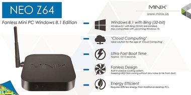 Minix Neo Z64-W Windows 8.1 Edition TV Box with HD Graphics, Black N3