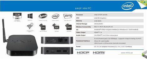 Minix Neo Z64-W Windows 8.1 Edition TV Box with HD Graphics, Black N4