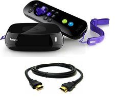 Roku 3 Streaming Media Player (4230r) with Voice Search (2015 Model) with a 10 Foot Hdmi Cable