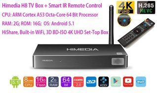 Luckymall 2015 100% NEW HIMEDIA H8 Octa Core 64 Bit Android 5.1 TV Box: ARM Cortex A53 CPU, 2GB RAM 16GB ROM HDMI...