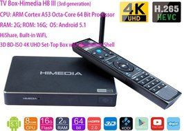 Wangang HiMedia H8 64bit Octa-Core Android 5.1 Lollipop TV Box 2GB RAM 16GB ROM RK3368 chipset with 4K60, 3D,... N2