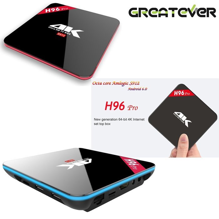 Greatever H96 PRO TV BOX Amlogic S912 Octa Core Android 6.0 Marshmallow 2G 16GB H.265 4K UHD 3D Kodi 17.0 Pre-installed... N2