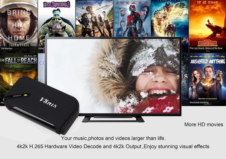 Vostronics Android 4.4 Streaming Media Player Box 2G/8G Quad Core KODI TV Box For Home Theater HD 1080P Free TV N2