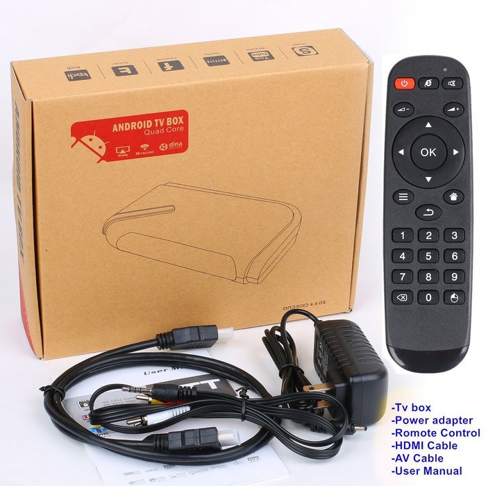 Vostronics Android 4.4 Streaming Media Player Box 2G/8G Quad Core KODI TV Box For Home Theater HD 1080P Free TV N7
