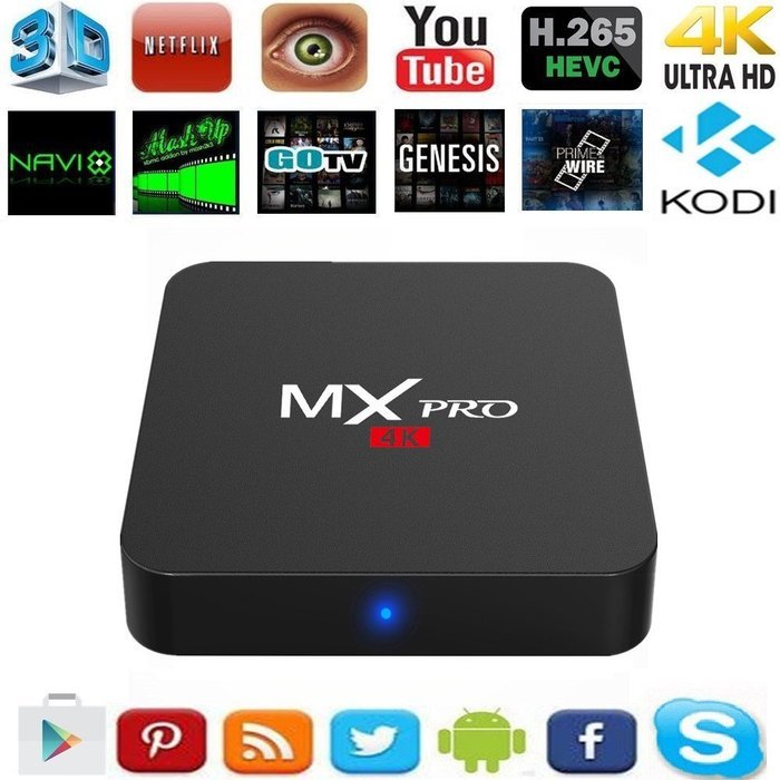 Kekilo MX Pro Android 5.1 TV Box Amlogic S905 4K Quad Core 1G/8G WiFi HDMI Kodi Pre-installed Smart Media Player