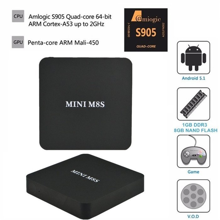 Kekilo MX Pro Android 5.1 TV Box Amlogic S905 4K Quad Core 1G/8G WiFi HDMI Kodi Pre-installed Smart Media Player N12