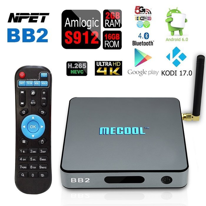 NPET Newest BB2 Amlogic S912 Android 6.0 Marshmallow Octa Core TV Box 2GB 16GB 1000M Ethernt Kodi 17.0 Streaming...