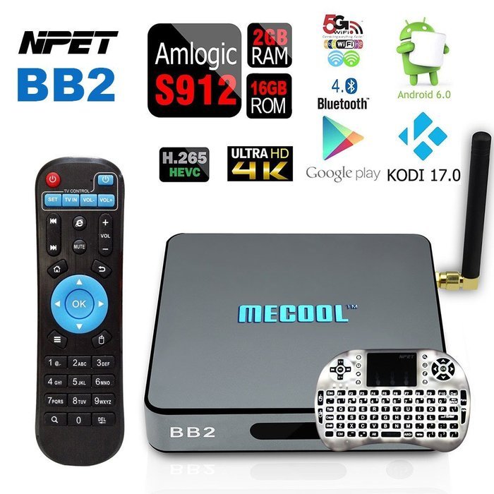 [Backlit Keyboard] NPET BB2 Amlogic S912 64 Bit Octa Core Android 6.0 Kodi 17.0 TV Box 2GB 16GB Bluetooth 1000M... N7