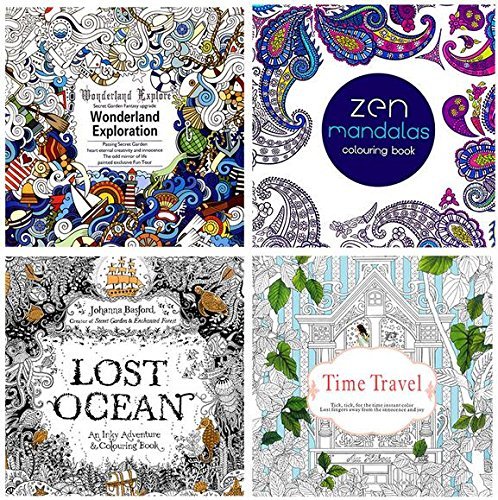 4 Designs/lot Lomefo 2016 mini Adult Coloring Books Secret Garden/Lost ocean/Time travel/Zen Mandalas 24 Pages...