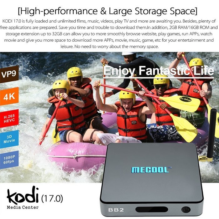Docooler MECOOL BB2 Smart Android 6.0 TV Box S912 Octa-Core 64bit 2GB / 16GB KODI17.0 XBMC VP9 UHD 4K HDMI Mini... N8