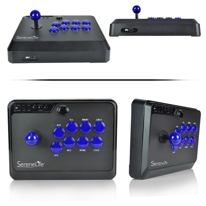 SereneLife Arcade Fight Stick - Video Game Joystick Controller N2