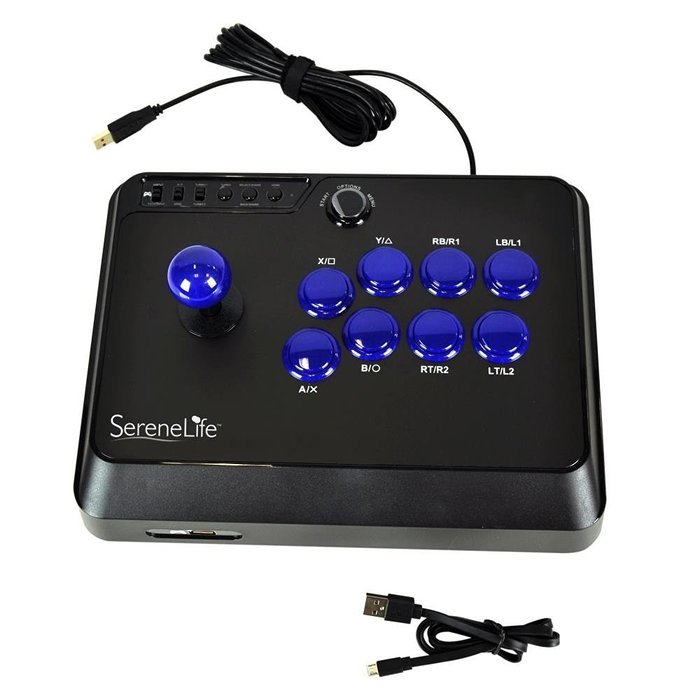 SereneLife Arcade Fight Stick - Video Game Joystick Controller N4