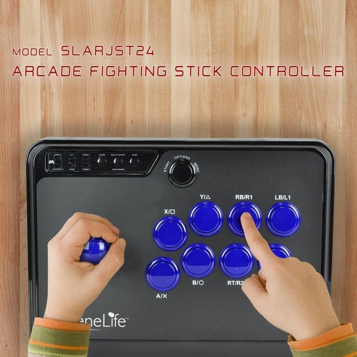 SereneLife Arcade Fight Stick - Video Game Joystick Controller N5