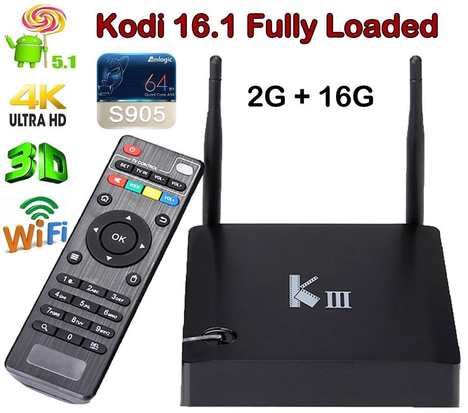 YuRen 2016 Newest KIII Amlogic S905 Android 5.1 TV Box Quad-Core 2G/16G K3 PC 2.4/5G Dual WiFi XBMC UHD 4K 3D...