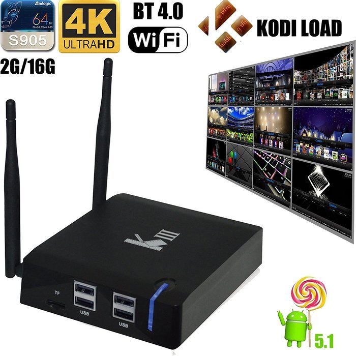 YuRen 2016 Newest KIII Amlogic S905 Android 5.1 TV Box Quad-Core 2G/16G K3 PC 2.4/5G Dual WiFi XBMC UHD 4K 3D... N2