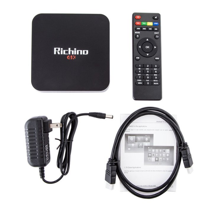 2016 Newest Richino Q1 pro 4K Android TV Box RK3229 1G/8G Quad-core KODI 16.0 Miracast 4K/2K H.265 3D 2.4G WiFi... N6