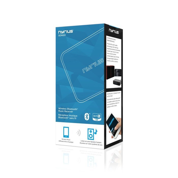 Nyrius Songo Tap Wireless Bluetooth aptX NFC Music Receiver for Streaming iPhone, iPad, Android, Smartphones,... N29