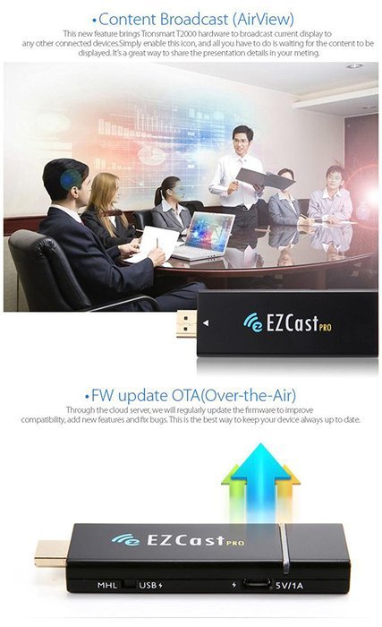 Tronsmart T2000 Mirror2TV EZCast Pro Dongle Miracast/Airplay/DLNA! Supports 4 to 1 Split Screens. (Black) N6