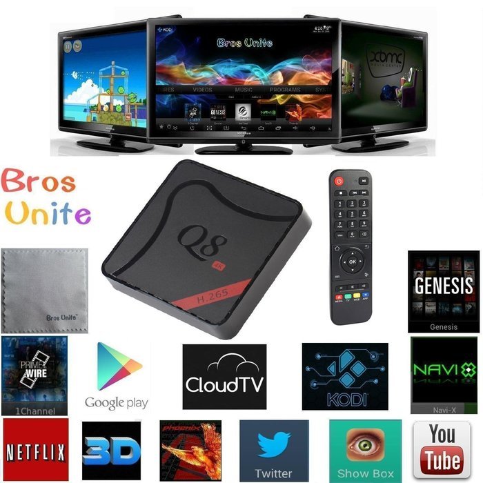 [ 2016 Latest Tv Box ] Bros Unite Q8 Amlogic S905 Quad Core Android Tv Box Google 5.1 Pre-installed Fully loaded...