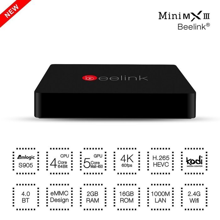 Beelink Mini MX3 II 4K Android 6.0 Amlogic S905X Quad- core 64-bit ARM Cortex-A53 up to 2GHz Penta-core ARM Mali... N2