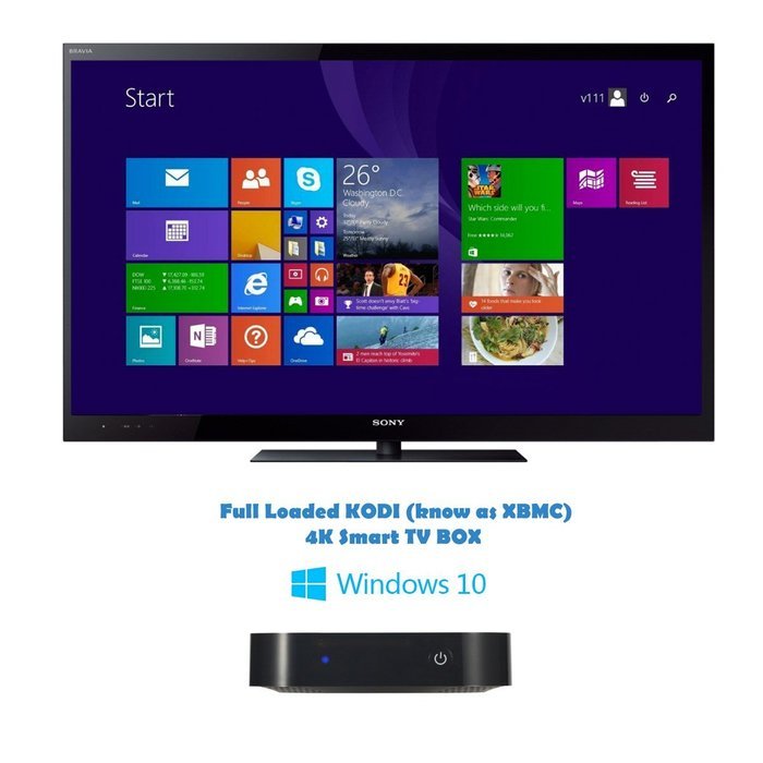 ShowTop Wintel Windows 10 With Bing Os Quad Core WIFI Bluetooth 4.0 1080P HD Smart Android TV Box Mini PC Media... N2