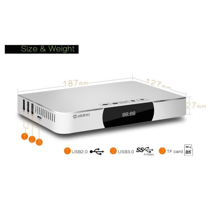 Zidoo X9 Android 4.4 HDMI IN Recorder Quad Core Android TV Box 2G/8G Wifi Bluetooth 4K*2K H.265 HD Picture in... N3