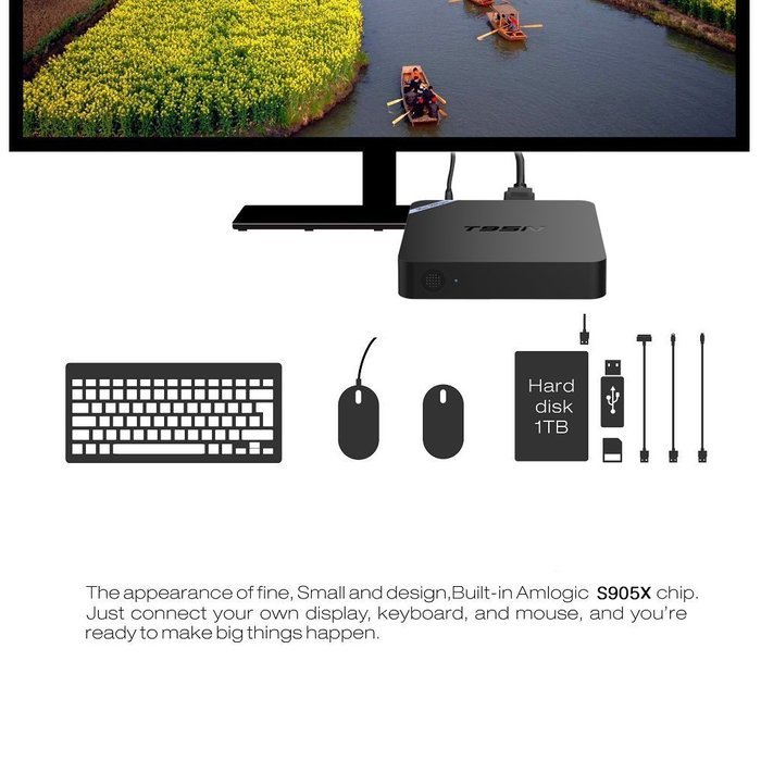 Fxexblin T95N Mini M8S Pro Tv Box Android 6.0 Amlogic S905X CPU Cortex-A53 Mali-450 GPU 2G/8G 3D WiFi Fully Load... N5