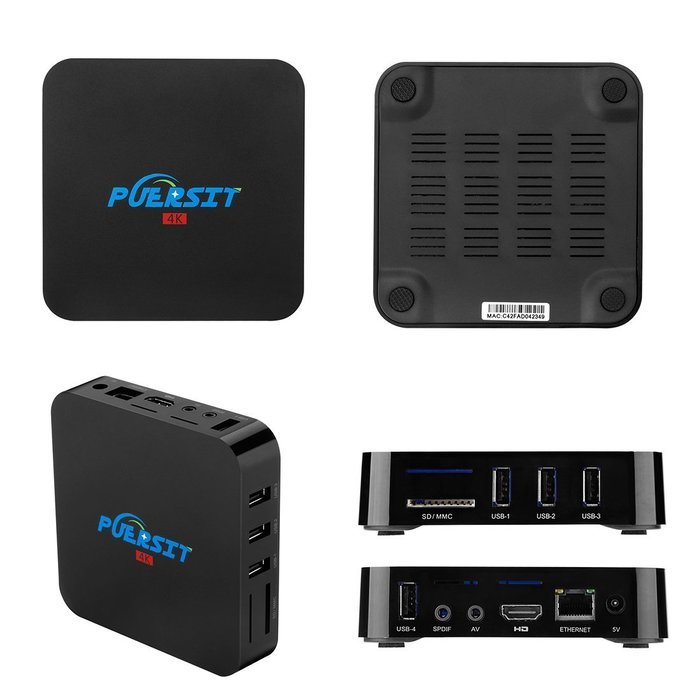 Puersit Android TV Box Fully Loaded Unlocked Kodi Amlogic S905 1GB/8GB Quad Core Smart Media Player with 4K/H.265... N6